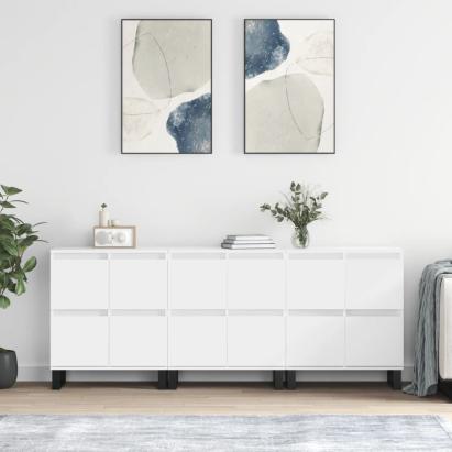 Servante, 3 piese, alb, lemn prelucrat GartenMobel Dekor