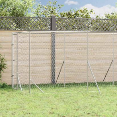 Padoc de exterior pentru câini argintiu 2x6x2 m oțel galvanizat GartenMobel Dekor