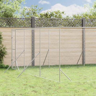 Padoc de exterior pentru câini argintiu 6x14x2m oțel galvanizat GartenMobel Dekor