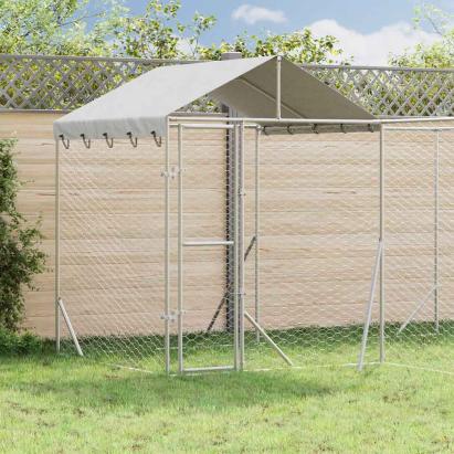 Padoc exterior cu acoperiș argintiu 4x4x2,5 m oțel galvanizat GartenMobel Dekor