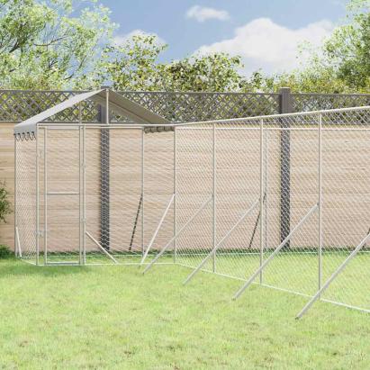 Padoc exterior cu acoperiș argintiu 12x12x2,5 m oțel galvanizat GartenMobel Dekor