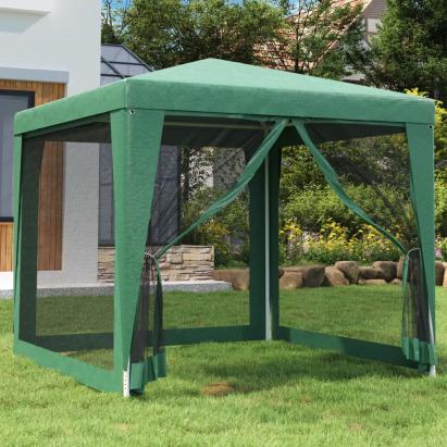 Cort de petrecere cu 4 pereți din plasă, verde, 2,5x2,5 m, HDPE GartenMobel Dekor