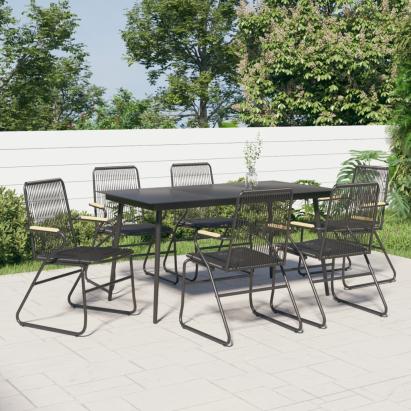 Set mobilier de grădină, 7 piese, negru, ratan PVC GartenMobel Dekor