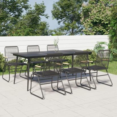 Set mobilier de grădină, 7 piese, negru, ratan PVC GartenMobel Dekor