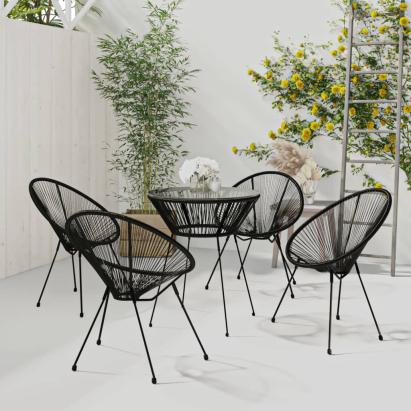 Set mobilier de exterior, 5 piese, negru, ratan PVC GartenMobel Dekor