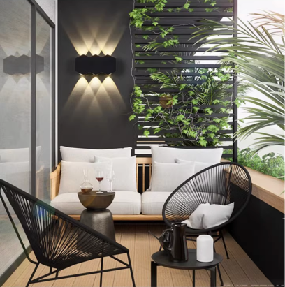 Aplica LED de exterior AX231, 12W, 6 surse, lumina calda 3000K, negru