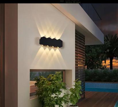 Aplica LED AX231 neagra 16W, 8 surse lumina sus-jos, 3000K pentru interior/exterior