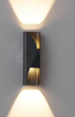 Aplica LED AX221 neagră pentru interior/exterior, 2x6W, lumină caldă 3000K