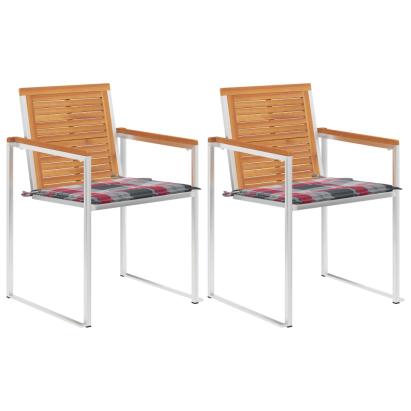 Scaune de grădină cu perne, 2 buc., lemn masiv acacia și oțel GartenMobel Dekor