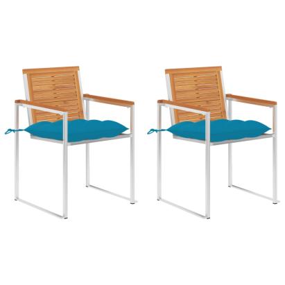 Scaune de grădină cu perne, 2 buc., lemn masiv acacia și oțel GartenMobel Dekor