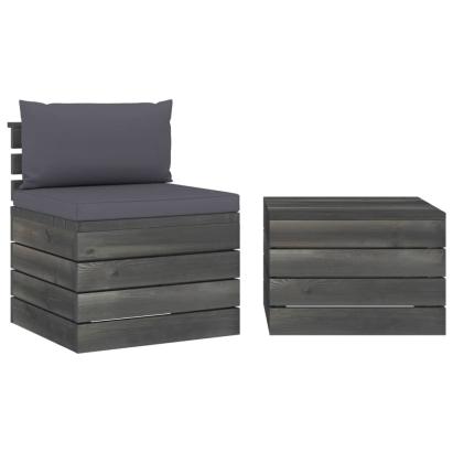 Set mobilier grădină din paleți cu perne, 2 piese, lemn de pin GartenMobel Dekor