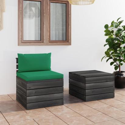 Set mobilier grădină din paleți, 2 piese, cu perne, lemn de pin GartenMobel Dekor