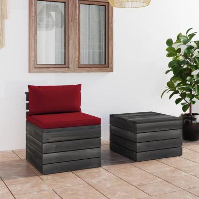 Set mobilier grădină din paleți, 2 piese, cu perne, lemn de pin GartenMobel Dekor