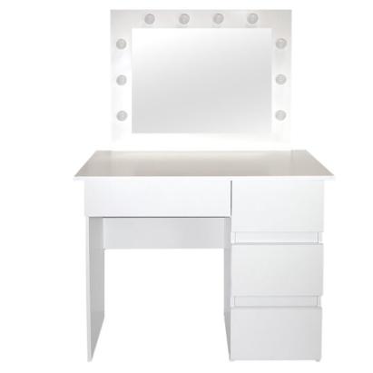 Masa de toaleta/machiaj, alba, cu oglinda si LED-uri, Nadia, 94x43x141 cm GartenVIP DiyLine