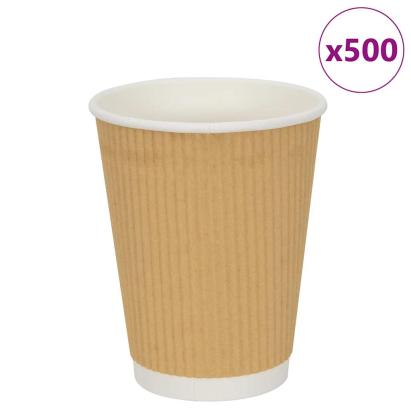 Cești de cafea din hârtie 500 buc 12 oz 300 ml maro GartenMobel Dekor