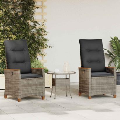 Scaun de grădină rabatabil Gri și gri închis 64 x 57,5 x 112 cm GartenMobel Dekor