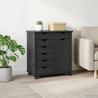 Cabinet mobil Gri 63,5 x 39 x 65,5 cm Lemn de pin masiv GartenMobel Dekor