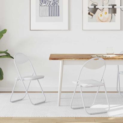 Scaun pliant 2 pcs Alb 48 x 43,5 x 81 cm Piele artificială GartenMobel Dekor