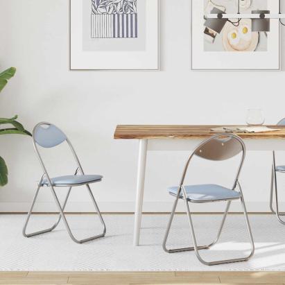 Scaun pliant 2 pcs Gri 48 x 43,5 x 81 cm Piele artificială GartenMobel Dekor