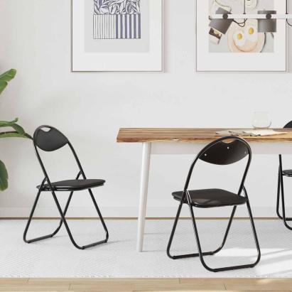 Scaun pliant 2 pcs Negru 48 x 43,5 x 81 cm Piele artificială GartenMobel Dekor