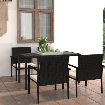 Set mobilier de grădină, 5 piese, negru, poliratan GartenMobel Dekor