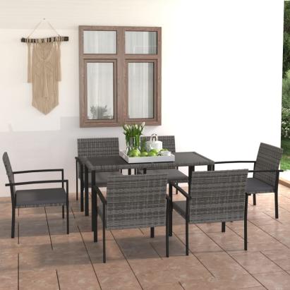 Set mobilier de grădină, 7 piese, gri, poliratan GartenMobel Dekor