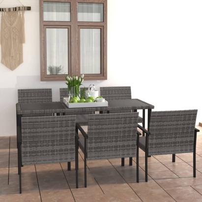 Set mobilier de grădină, 7 piese, gri, poliratan GartenMobel Dekor