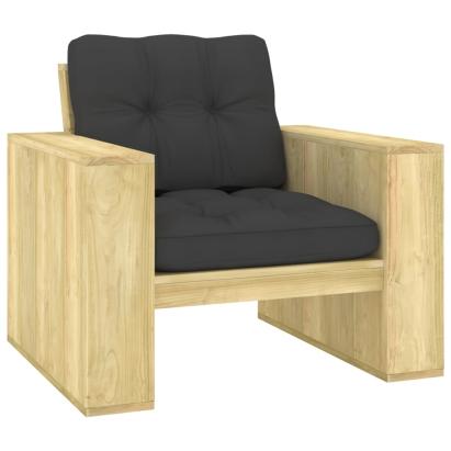 Scaun de grădină cu perne, antracit, lemn de pin tratat GartenMobel Dekor