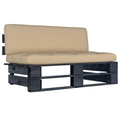 Canapea de mijloc de grădină din paleți, negru, lemn pin tratat GartenMobel Dekor