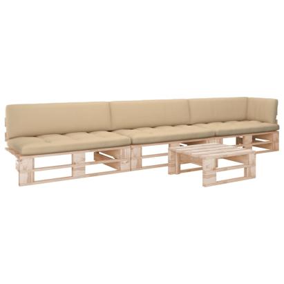 Set mobilier paleți cu perne, 4 piese, lemn de pin tratat GartenMobel Dekor