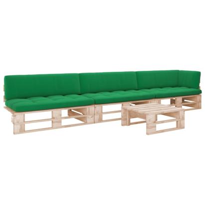 Set mobilier paleți cu perne, 4 piese, lemn de pin tratat GartenMobel Dekor