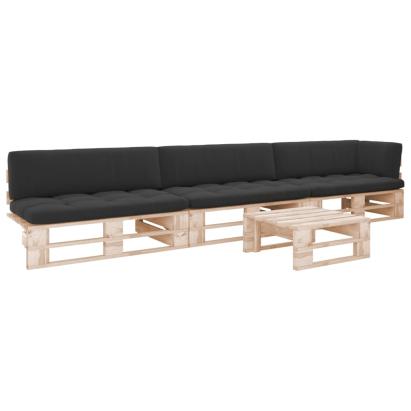 Set mobilier paleți cu perne, 4 piese, lemn de pin tratat GartenMobel Dekor