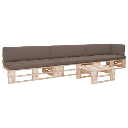 Set mobilier paleți cu perne, 4 piese, lemn de pin tratat GartenMobel Dekor