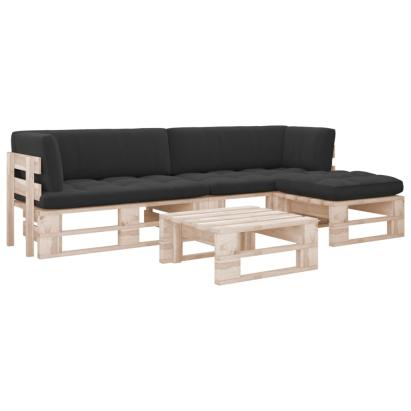 Set mobilier paleți cu perne, 4 piese, lemn de pin tratat GartenMobel Dekor