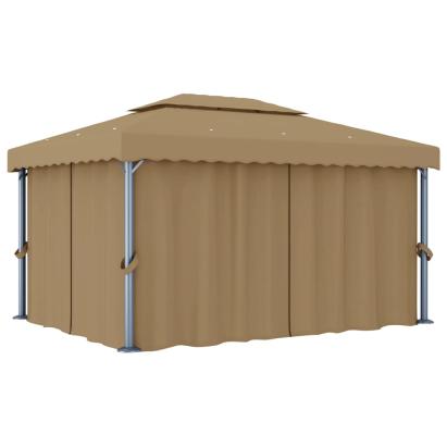 Pavilion cu perdea, gri taupe, 4x3 m, aluminiu GartenMobel Dekor