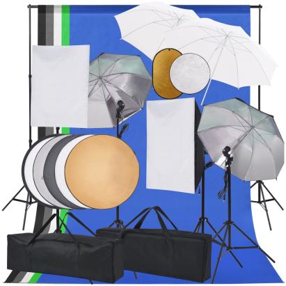 Set studio foto cu lumini softbox, umbrele, fundal și reflector GartenMobel Dekor