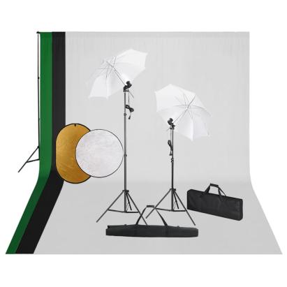 Set studio foto cu lămpi, fundal și reflector GartenMobel Dekor
