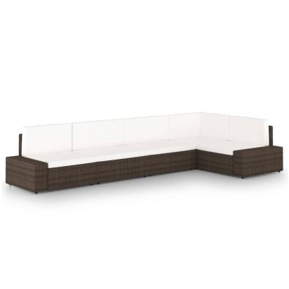 Set mobilier de grădină cu perne, 5 piese, maro, poliratan GartenMobel Dekor