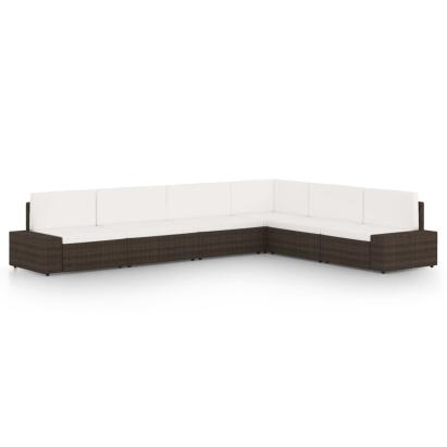 Set mobilier de grădină cu perne, 6 piese, maro, poliratan GartenMobel Dekor