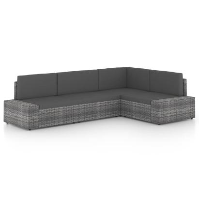 Set mobilier de grădină cu perne, 4 piese, gri, poliratan GartenMobel Dekor
