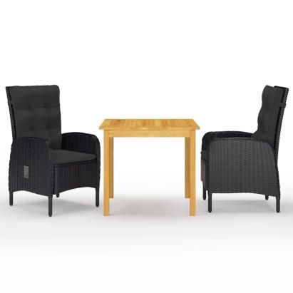 Set mobilier de grădină, 3 piese, negru GartenMobel Dekor