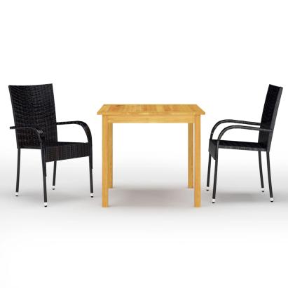 Set mobilier de grădină, 3 piese, negru GartenMobel Dekor