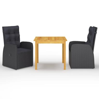 Set mobilier de grădină, 3 piese, negru GartenMobel Dekor