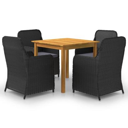 Set mobilier de grădină, 5 piese, negru GartenMobel Dekor