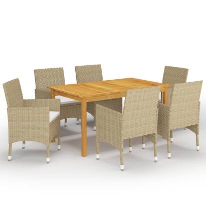 Set mobilier de grădină, 7 piese, bej GartenMobel Dekor