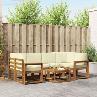 Set de canapele de exterior cu pernă 7 pcs Natural și Crem GartenMobel Dekor