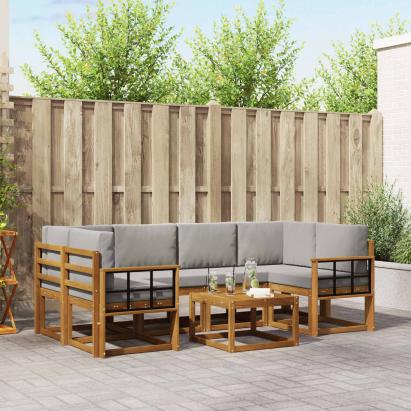 Set de canapele de exterior 7 pcs Gri natural și deschis GartenMobel Dekor