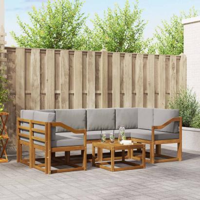 Set de canapele de exterior 7 pcs Gri natural și deschis GartenMobel Dekor