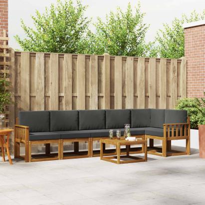 Set de canapele de exterior cu pernă 7 pcs Natural și Antracit GartenMobel Dekor