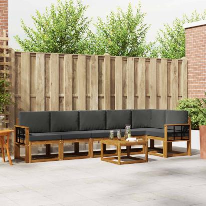 Set de canapele de exterior cu pernă 7 pcs Natural și Antracit GartenMobel Dekor